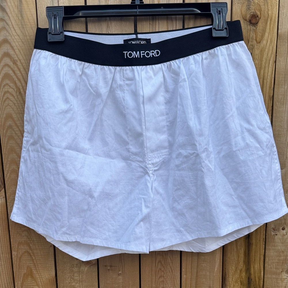 Tom Ford White Boxers with Black Logo Waistband